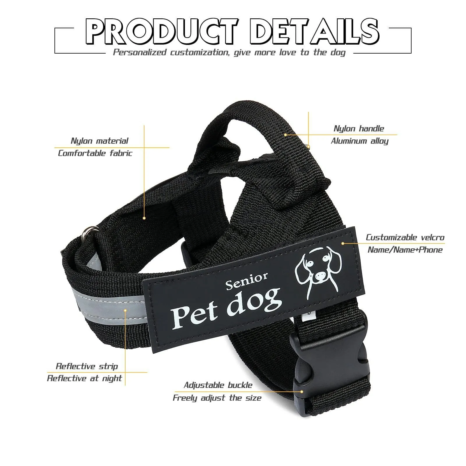 Adjustable Pet Dog Harness – Durable Nylon Vest for Dogs (Multiple Sizes & Colors)