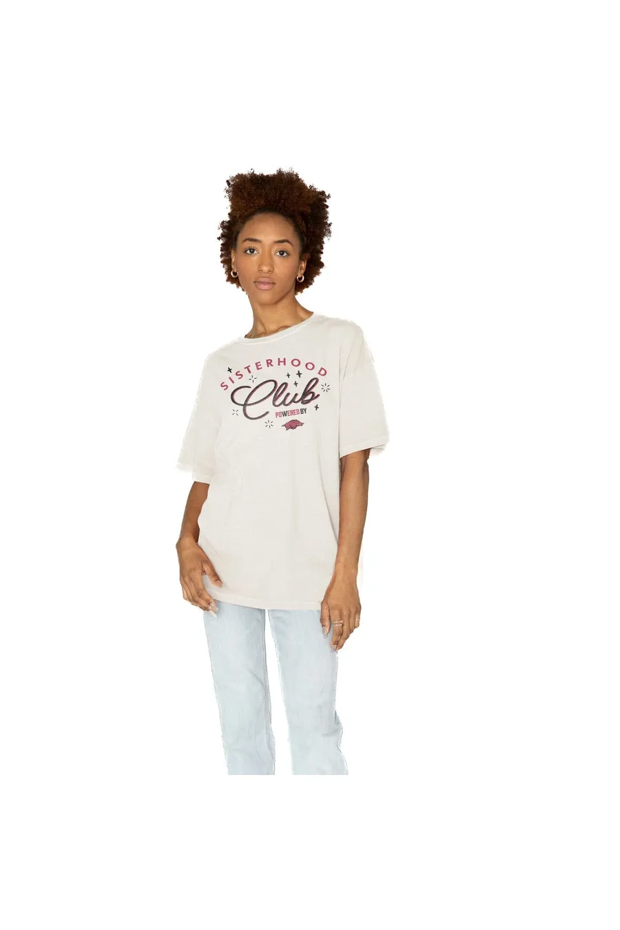 ARKANSAS RAZORBACKS SISTERHOOD CLUB OVERSIZED CREWNECK TEE