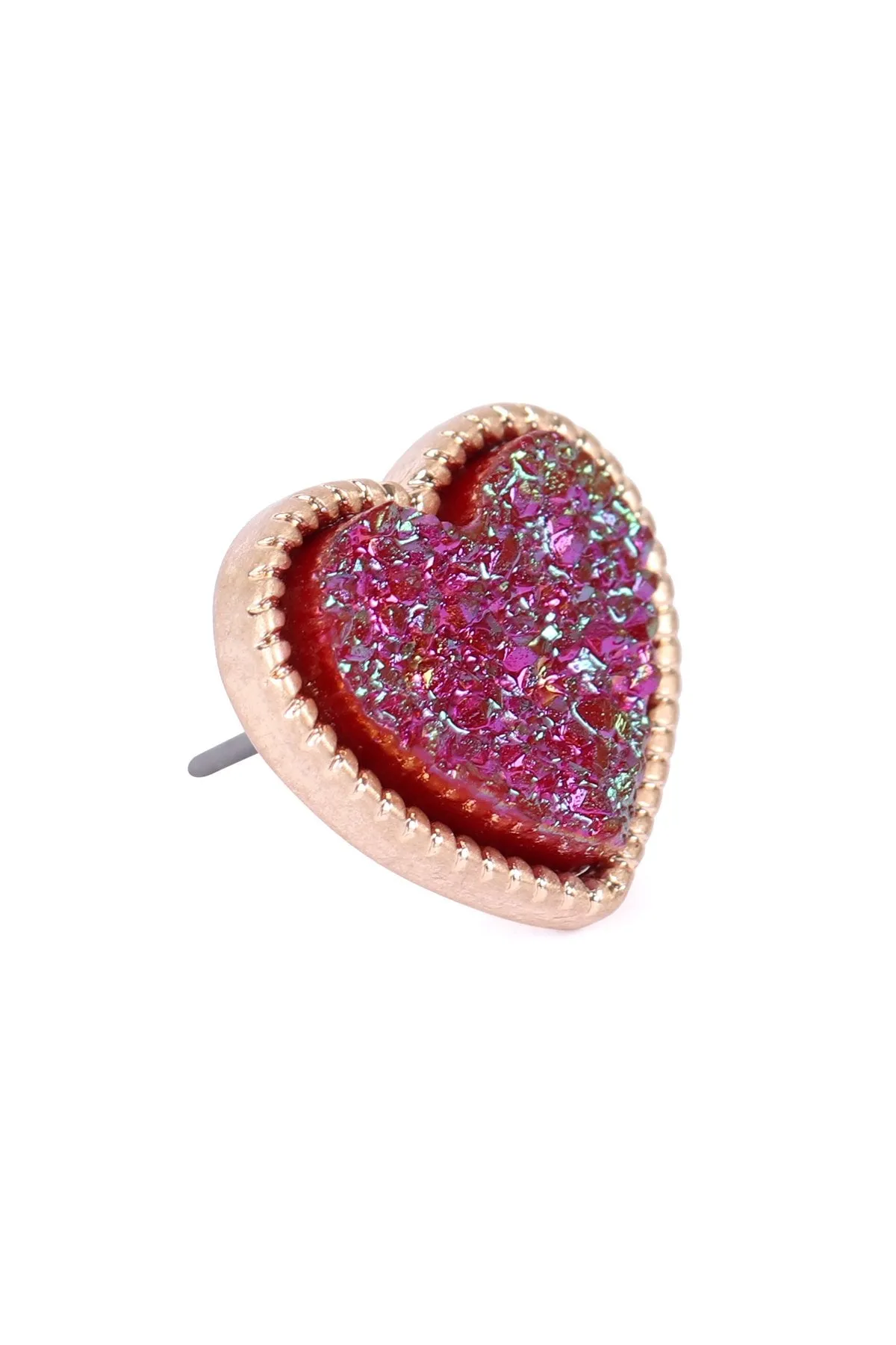 B4e2549 - Heart Shape Faux Druzy Post Earrings