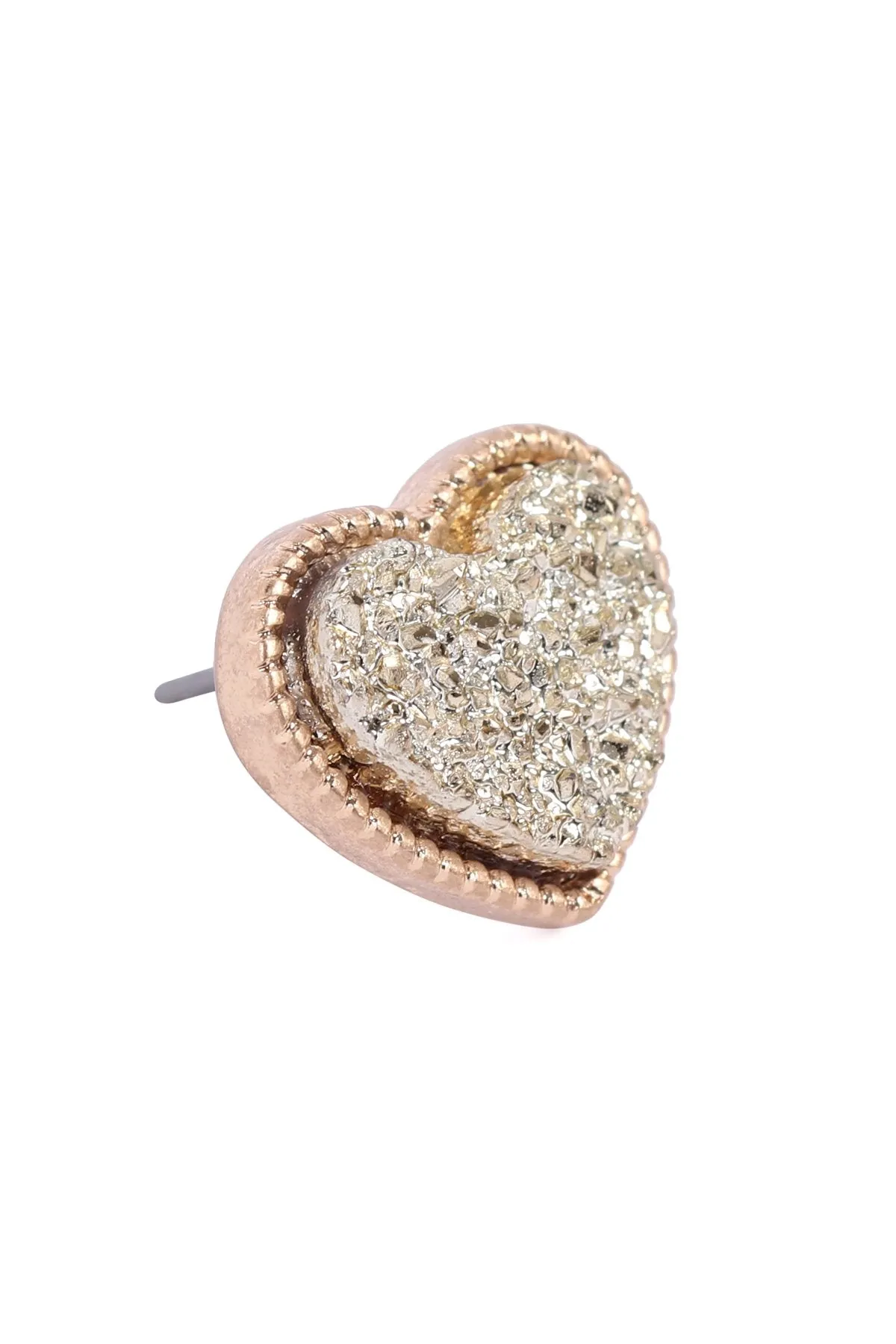 B4e2549 - Heart Shape Faux Druzy Post Earrings