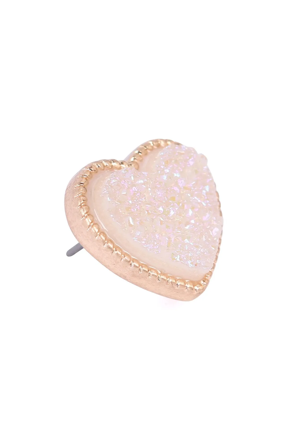 B4e2549 - Heart Shape Faux Druzy Post Earrings