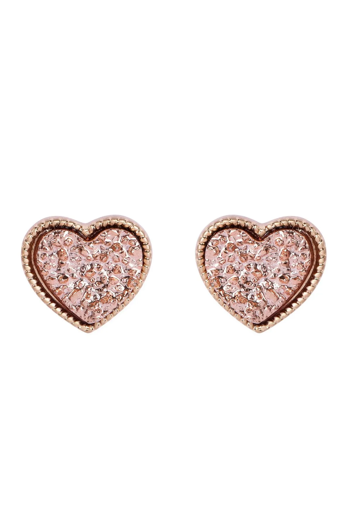 B4e2549 - Heart Shape Faux Druzy Post Earrings