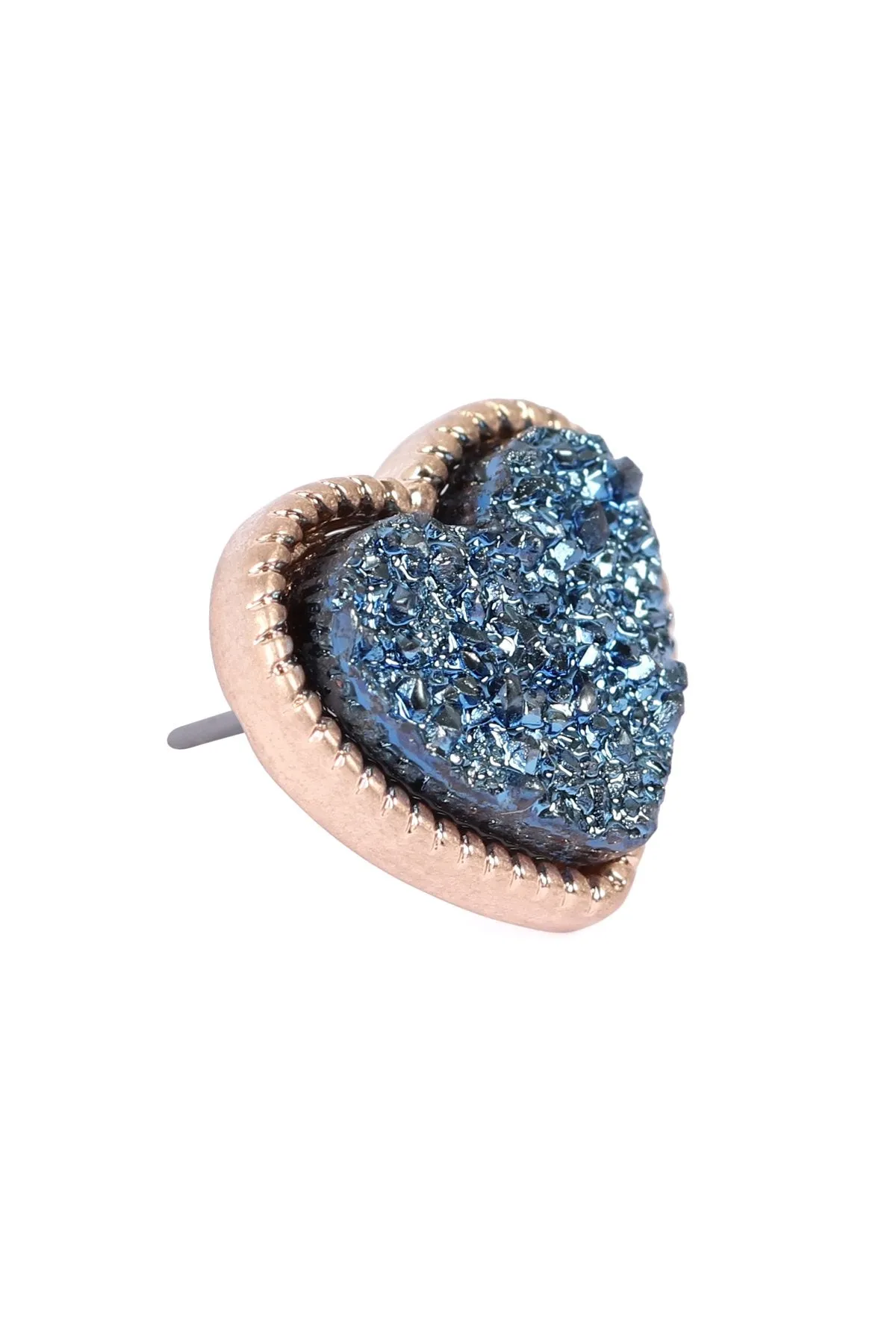 B4e2549 - Heart Shape Faux Druzy Post Earrings