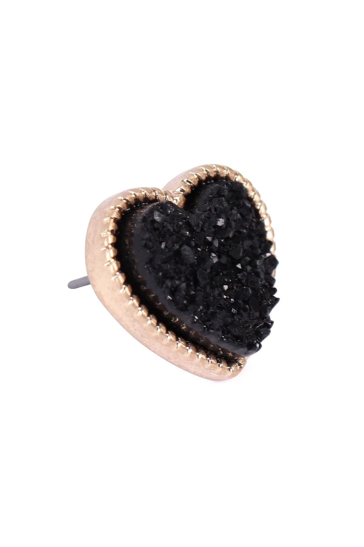 B4e2549 - Heart Shape Faux Druzy Post Earrings