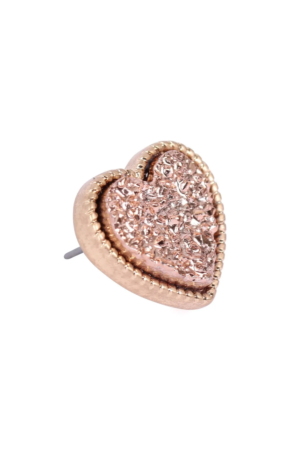 B4e2549 - Heart Shape Faux Druzy Post Earrings