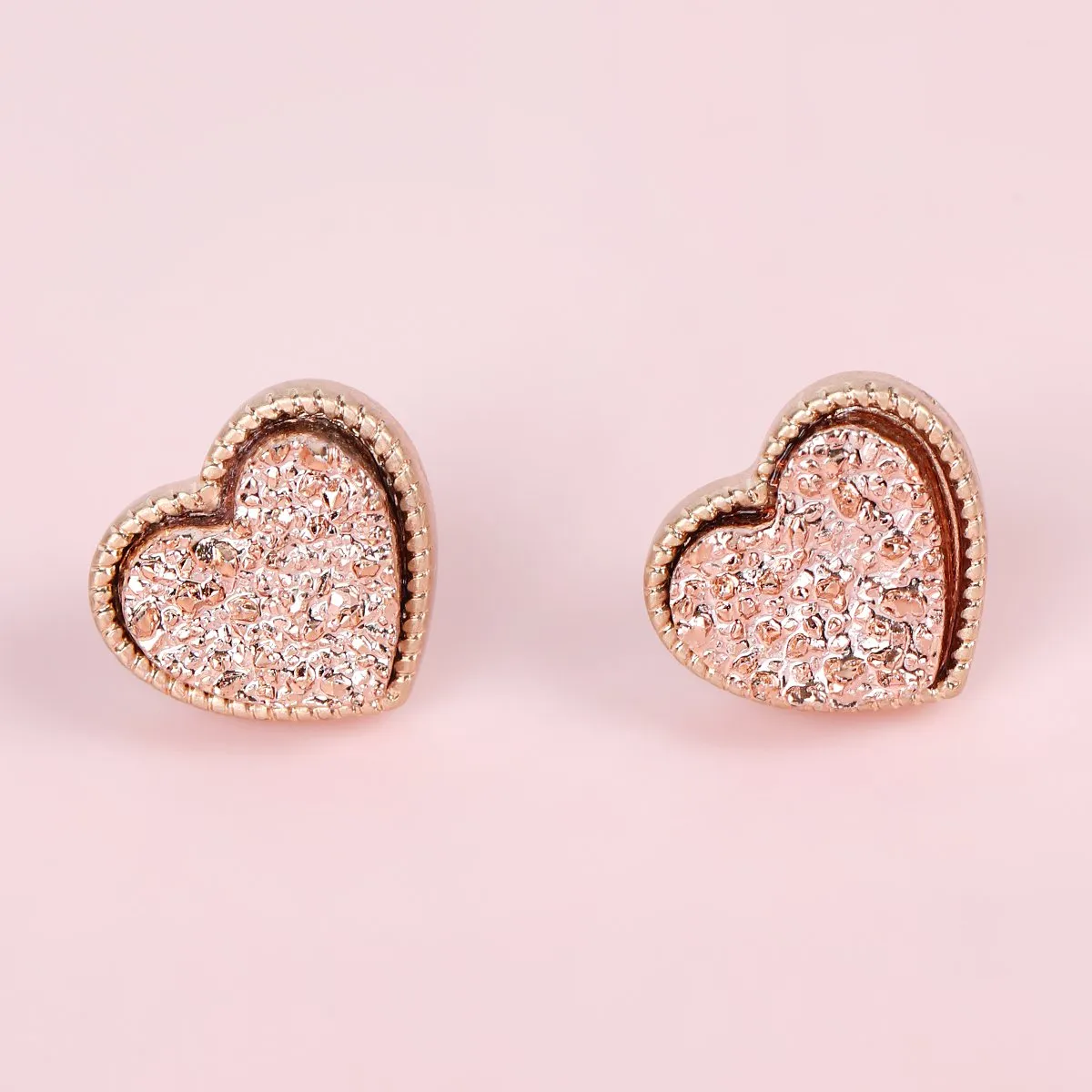 B4e2549 - Heart Shape Faux Druzy Post Earrings