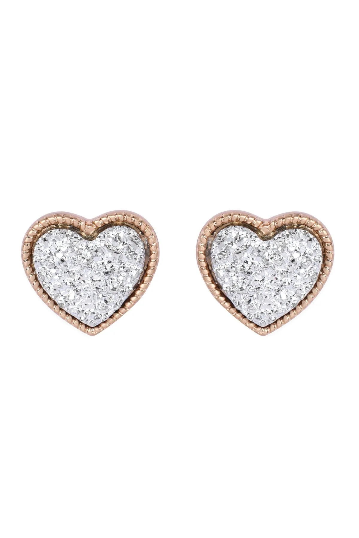 B4e2549 - Heart Shape Faux Druzy Post Earrings