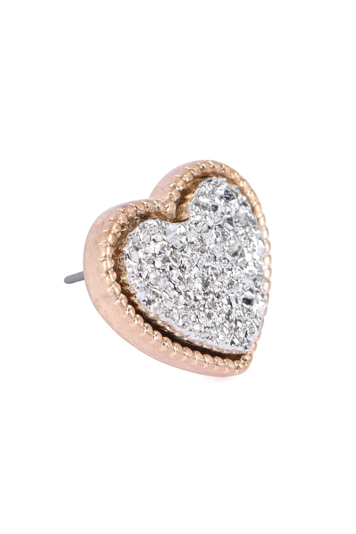 B4e2549 - Heart Shape Faux Druzy Post Earrings