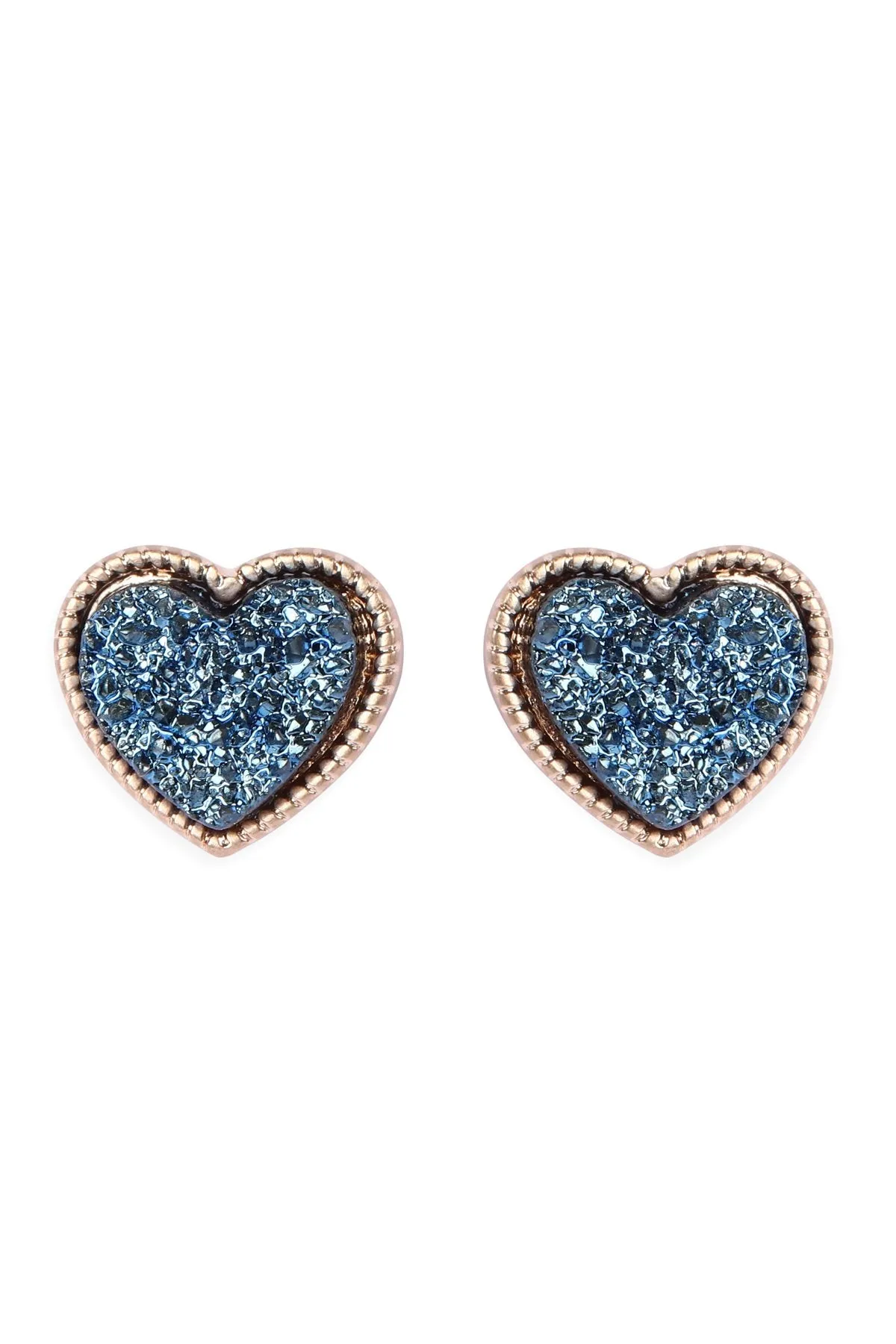 B4e2549 - Heart Shape Faux Druzy Post Earrings