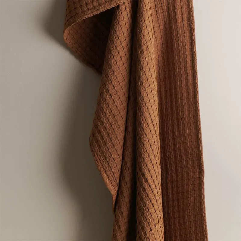 Beehive Bamboo Textured Waffle Hand Towel (Brown) - Set Of Two