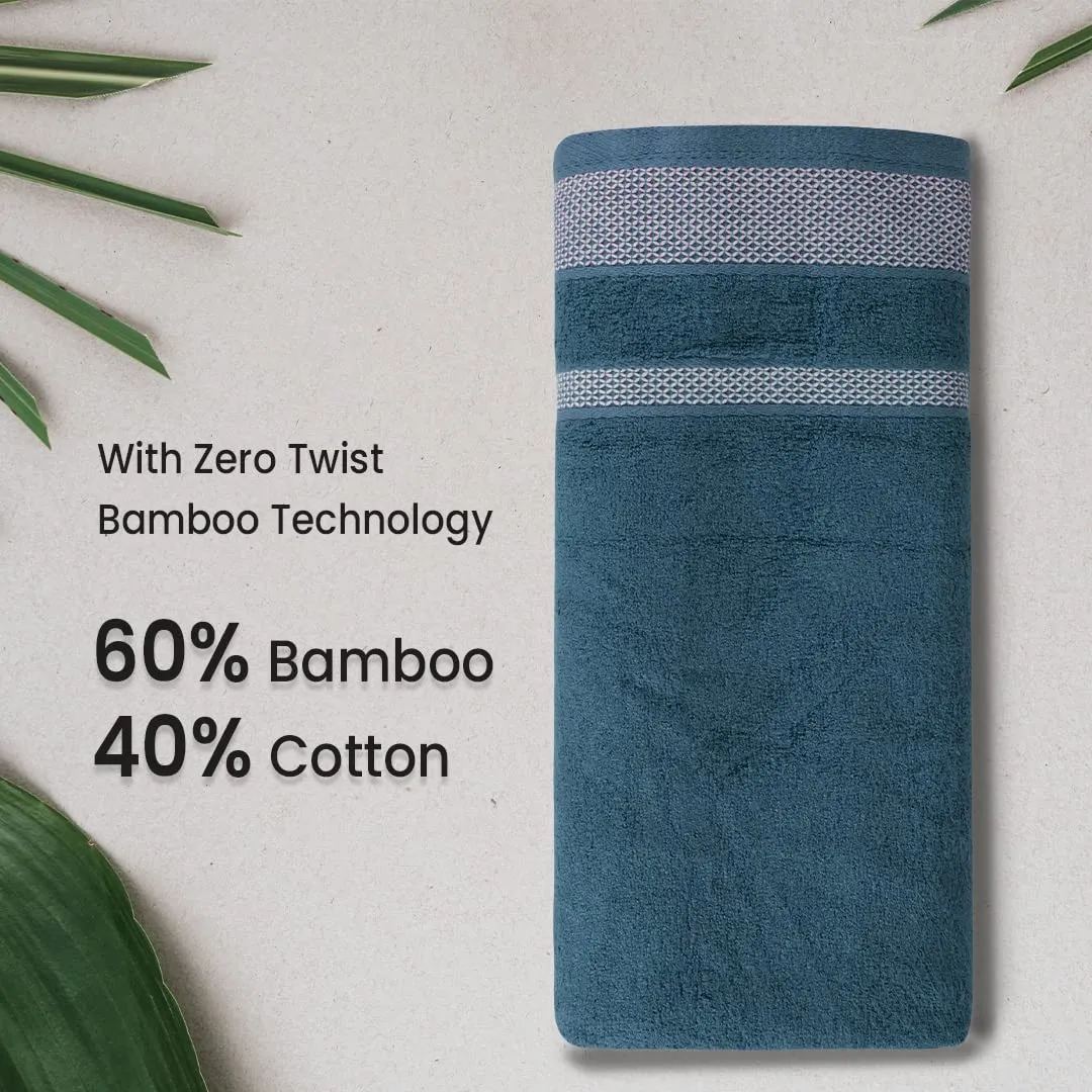 BePlush Zero Twist Bamboo Towels for Bath | Ultra Soft, Highly Absorbent, Quick Dry, Anti Bacterial Bamboo Bath Towel for Men & Women || 450 GSM, 29 x 59 Inches (2, Emerald Blue)