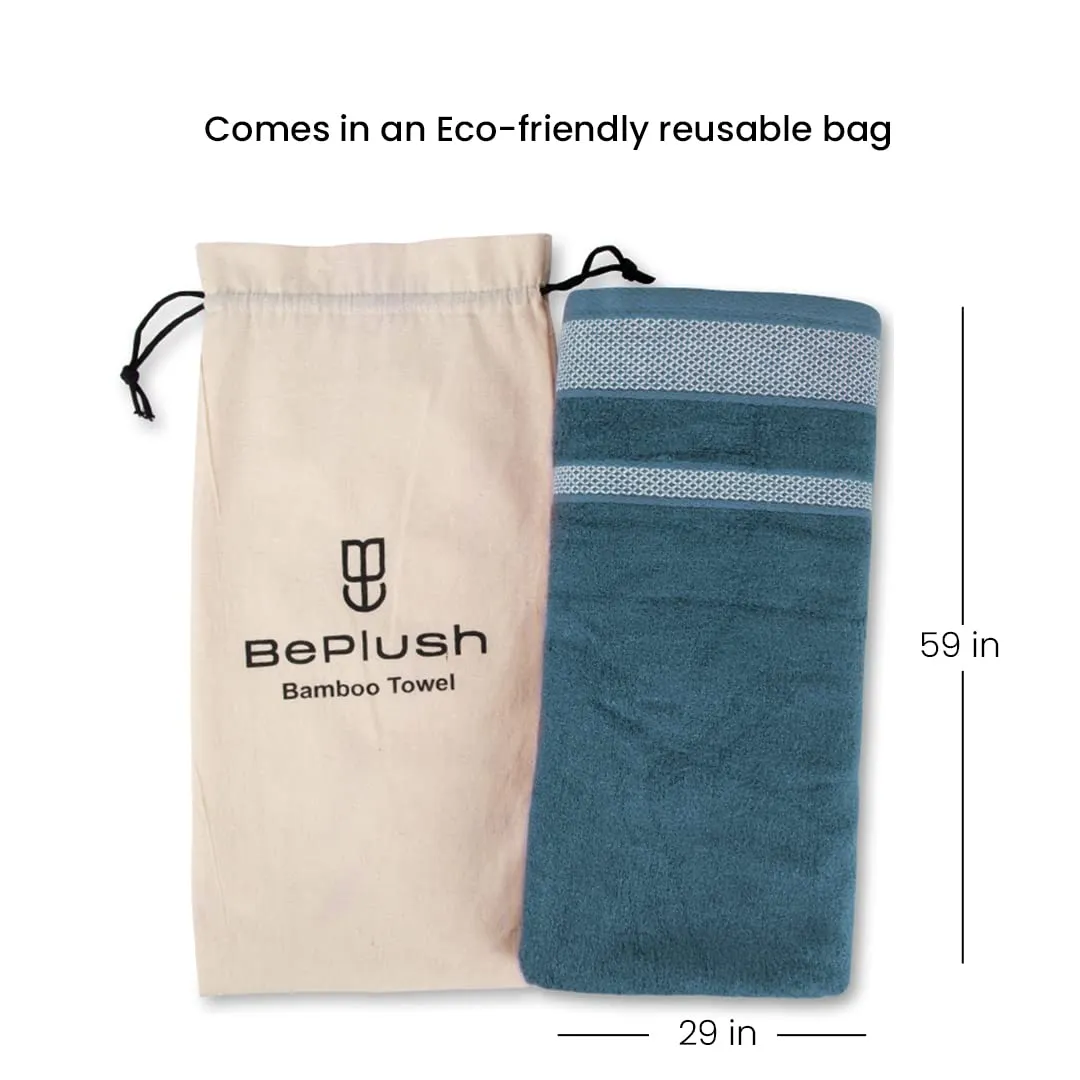 BePlush Zero Twist Bamboo Towels for Bath | Ultra Soft, Highly Absorbent, Quick Dry, Anti Bacterial Bamboo Bath Towel for Men & Women || 450 GSM, 29 x 59 Inches (2, Emerald Blue)