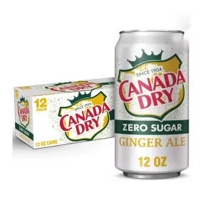 Canada Dry Zero Ginger Ale Soda, 12 Count