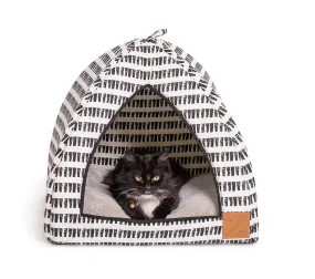 Cat Igloo - Black Mosaic Print