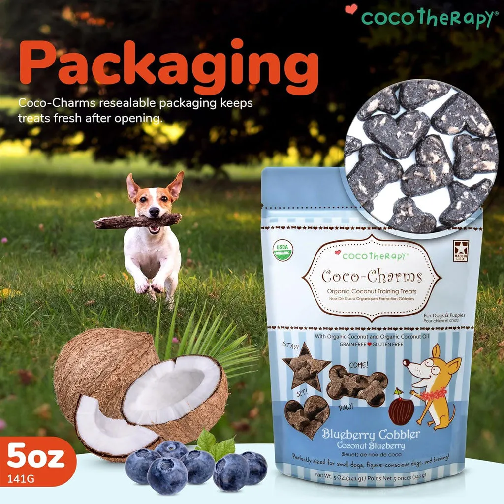 Cocotherapy Coco-Charms Training Treats Blueverry Cobbler for Dogs & Puppies, 5-oz