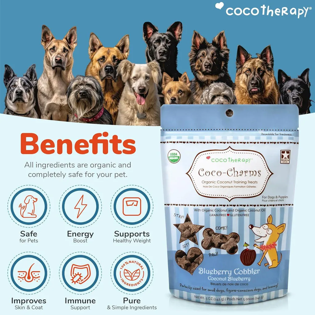 Cocotherapy Coco-Charms Training Treats Blueverry Cobbler for Dogs & Puppies, 5-oz