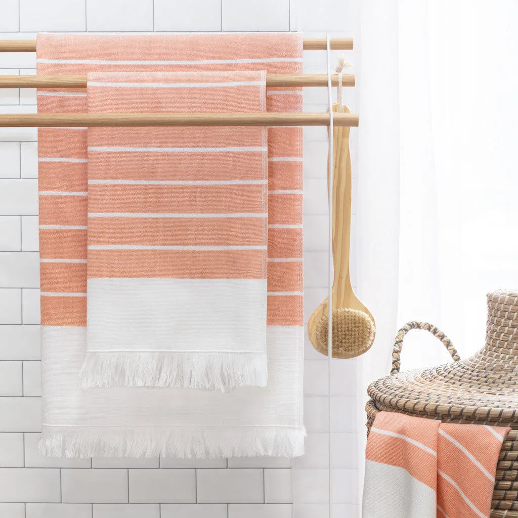 Coral Stripe Fouta Bath Sheet