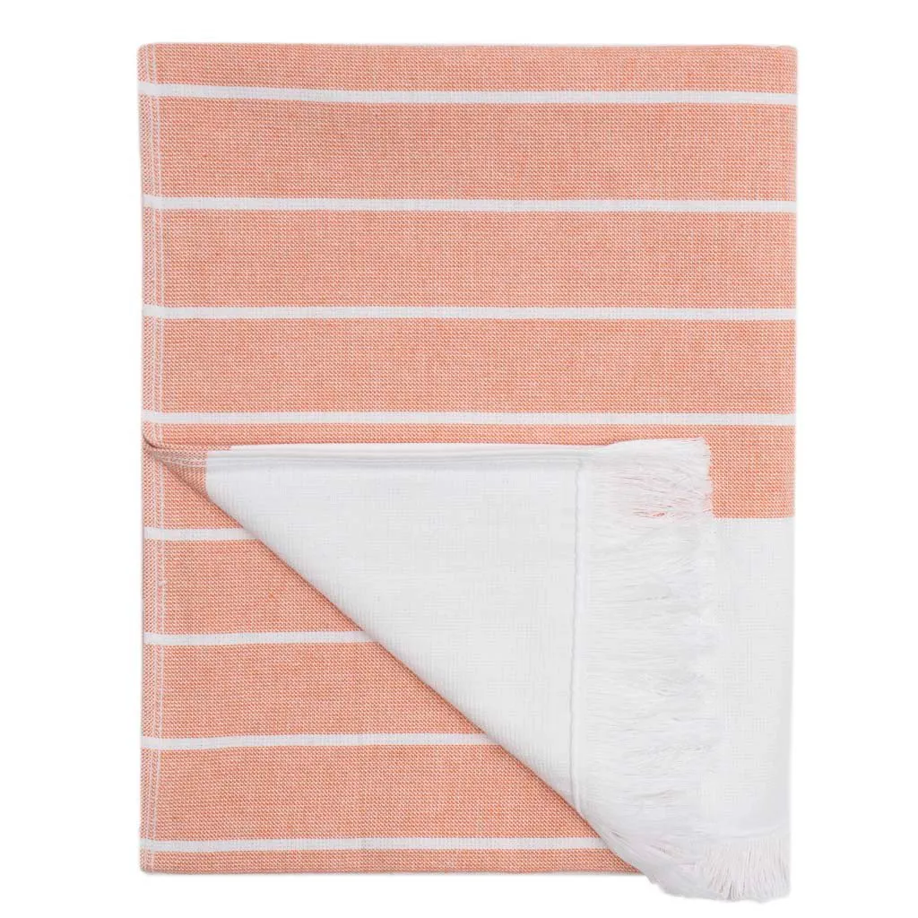 Coral Stripe Fouta Bath Sheet