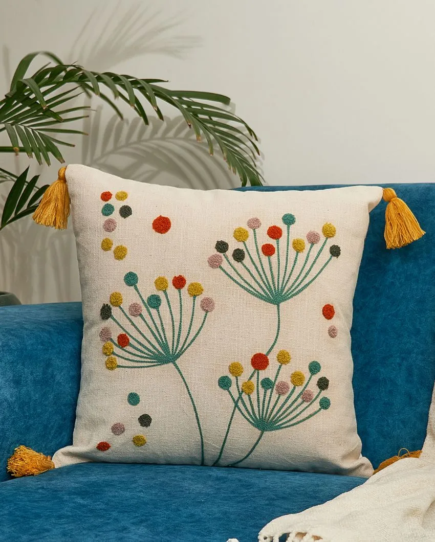 Dandelion Dreams Embroidered Cushion Cover | 16 x 16 inches