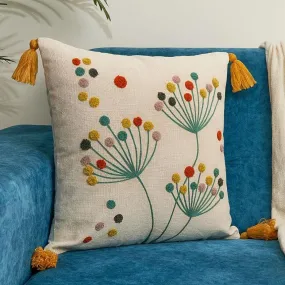 Dandelion Dreams Embroidered Cushion Cover | 16 x 16 inches