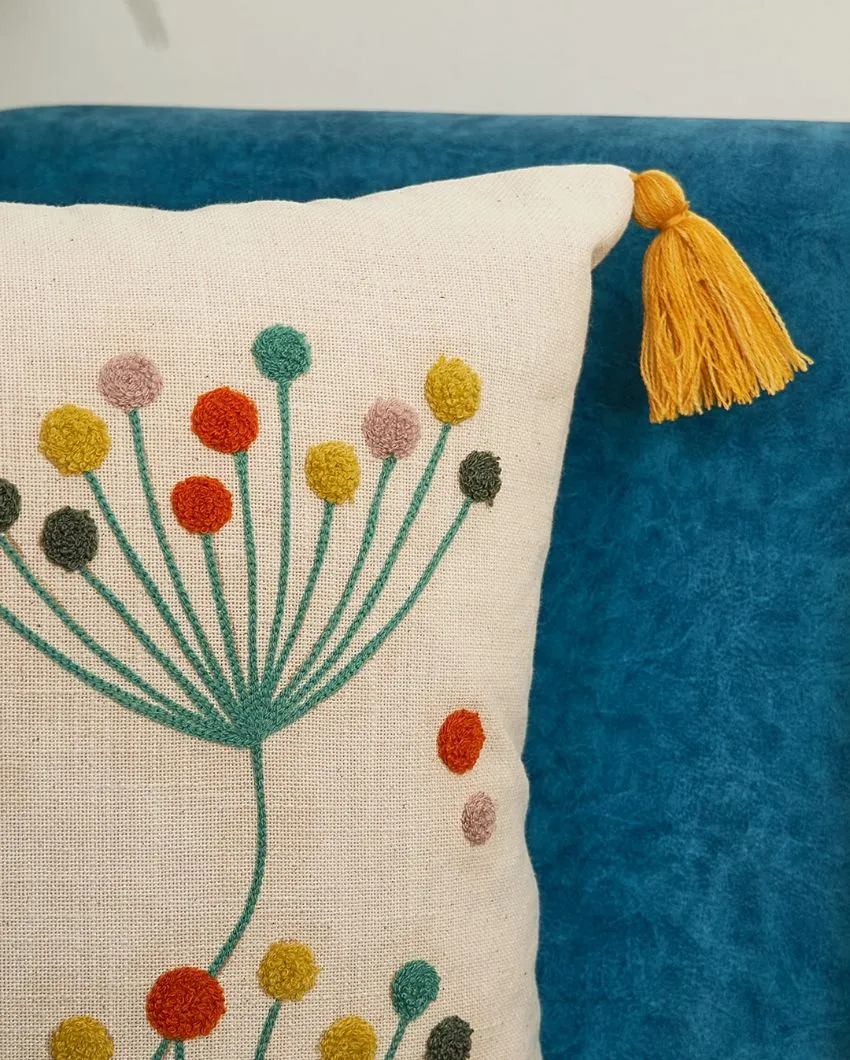 Dandelion Dreams Embroidered Cushion Cover | 16 x 16 inches