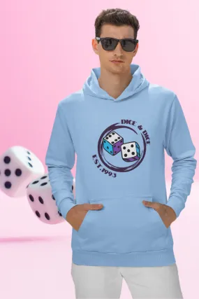 Dice Baby Blue Printed Hoodie for men