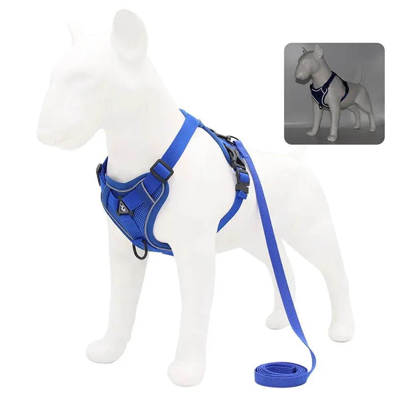 Dog Harness Leash Set - Adjustable Reflective Pet Chest Strap for Small & Medium Dogs, Cats, Puppies, French Bulldog, Yorkie