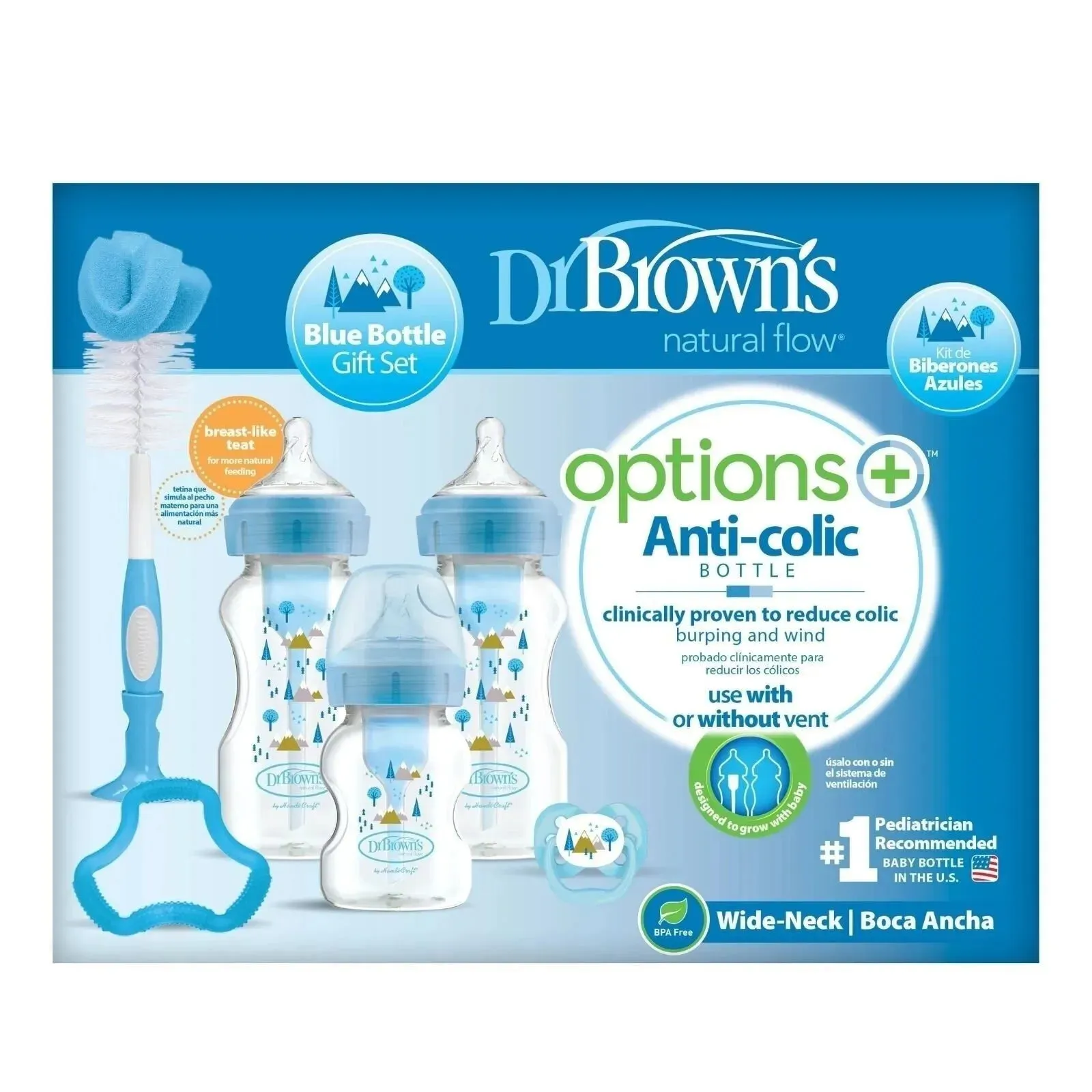 Dr. Brown's Natural Flow Options  Anti-Colic Baby Bottle Gift Set - Blue