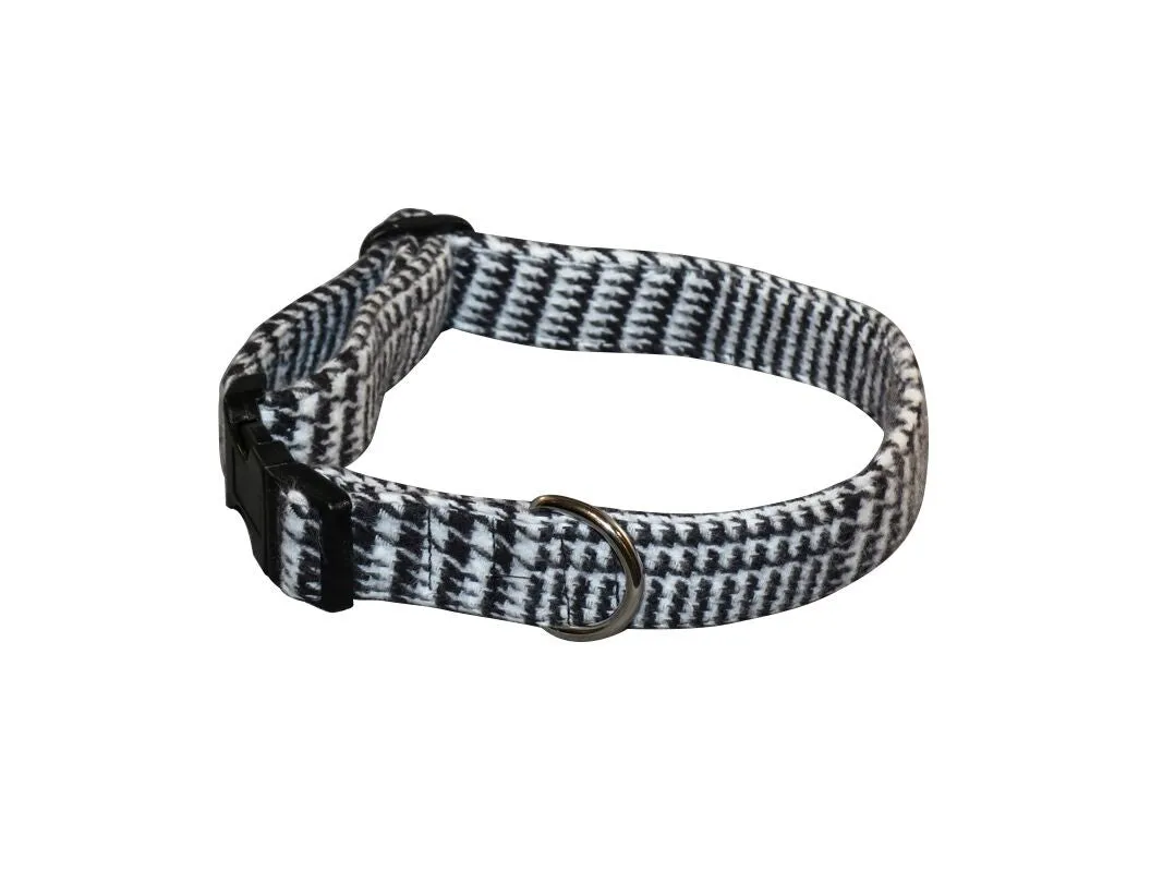 Elmo's Closet Black & White Plaid Dog Collar