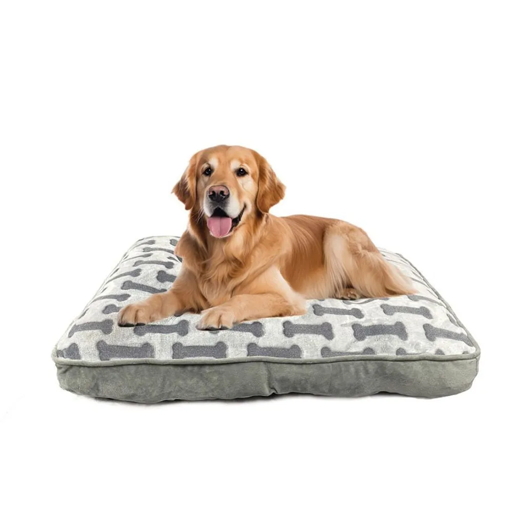 Ethical Pet Sleep Zone Luxe Bone Print Pillow 38" Light Gray