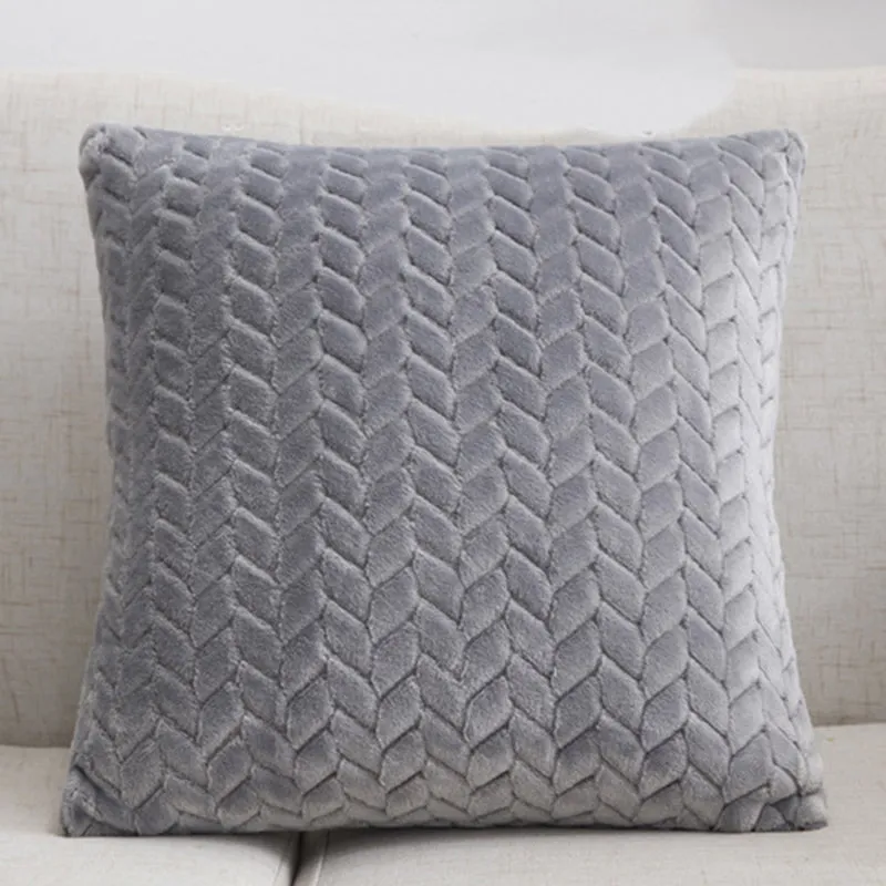 Flannel Solid Color Throw Pillow Sofa Cover Cushion Cover Nordic Style Simple Style