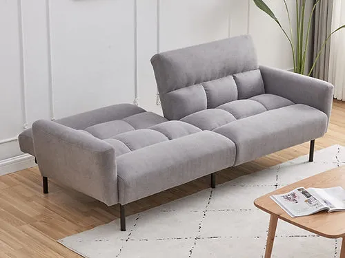 GreyFlex Sleeper Sofa: Split-Back, Memory Foam Comfort, Detachable Arms & Steel Legs