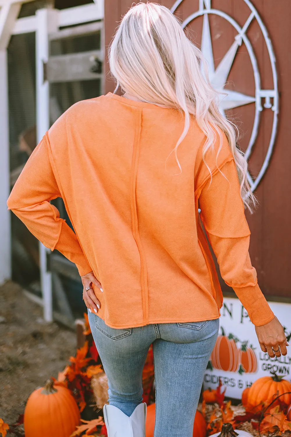 Halloween Pumpkin Face Patchwork Sweatshirt