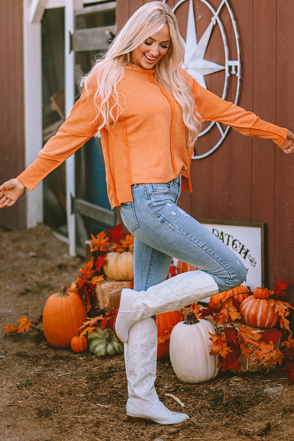 Halloween Pumpkin Face Patchwork Sweatshirt