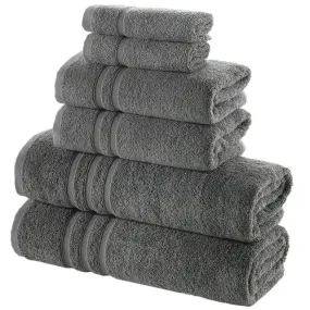 Hammam Linen Grey 6 Pack Bath Linen Sets for Bathroom Original Turkish Cotton Soft, Absorbent and Premium 2 Bath , 2 Hand , 2 Washcloths