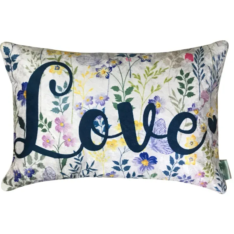 Happy Love Velvet Cushion Cover | Single , Set of 2 | 12 x 18 inches