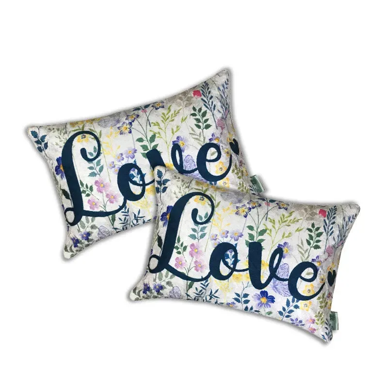 Happy Love Velvet Cushion Cover | Single , Set of 2 | 12 x 18 inches