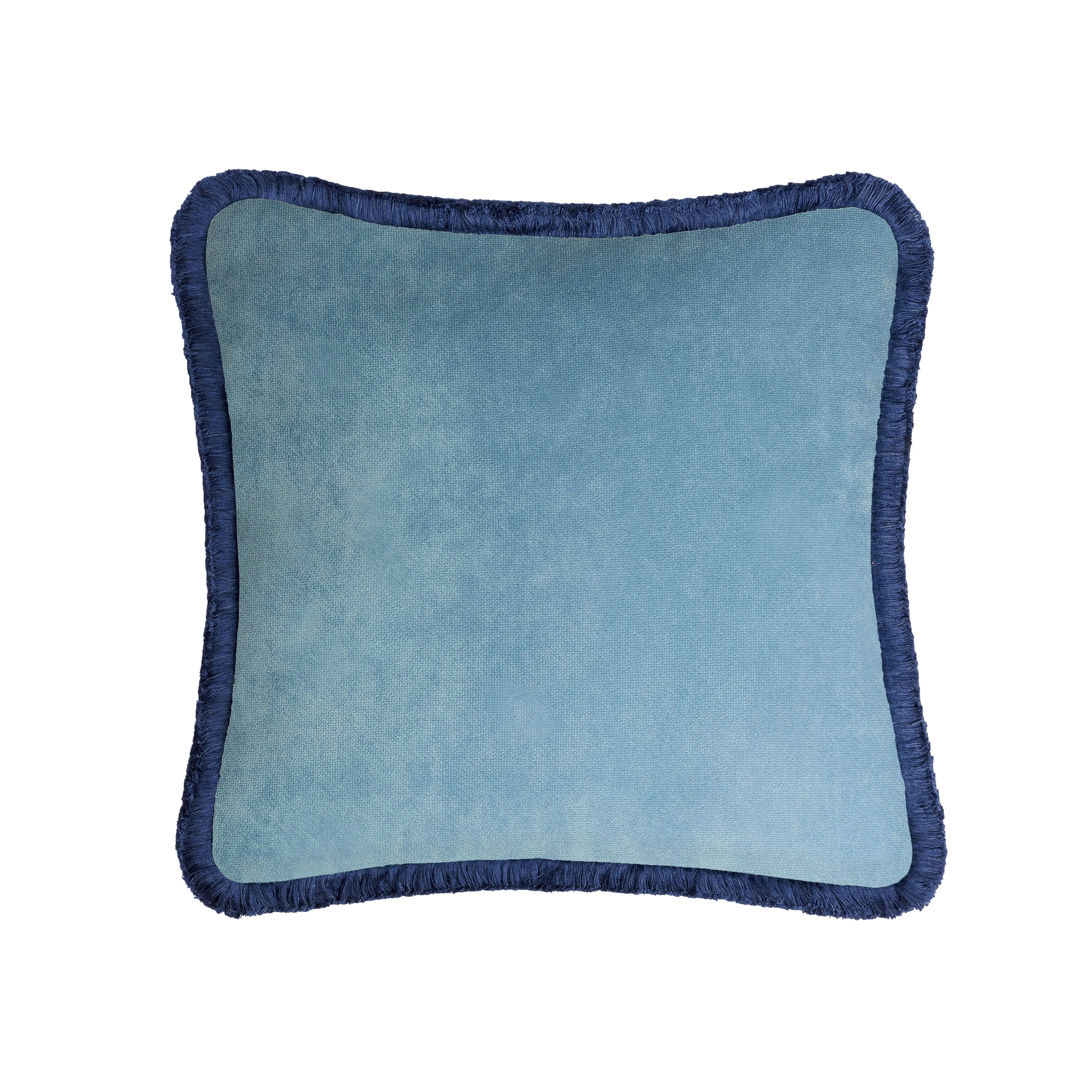 HAPPY PILLOW 40 VELVET LIGHT BLUE WITH BLUE  FRINGES