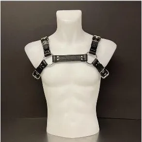 Harness - Black Leather with Silver Buckles - Small