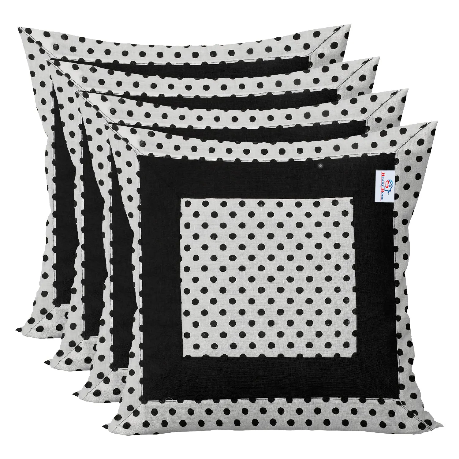 Heart Home Dot Print Soft Decorative Square Cushion Cover, Cushion Case for Sofa Couch Bed 16x16 Inch- Pack of 4 (White) 52HH3911