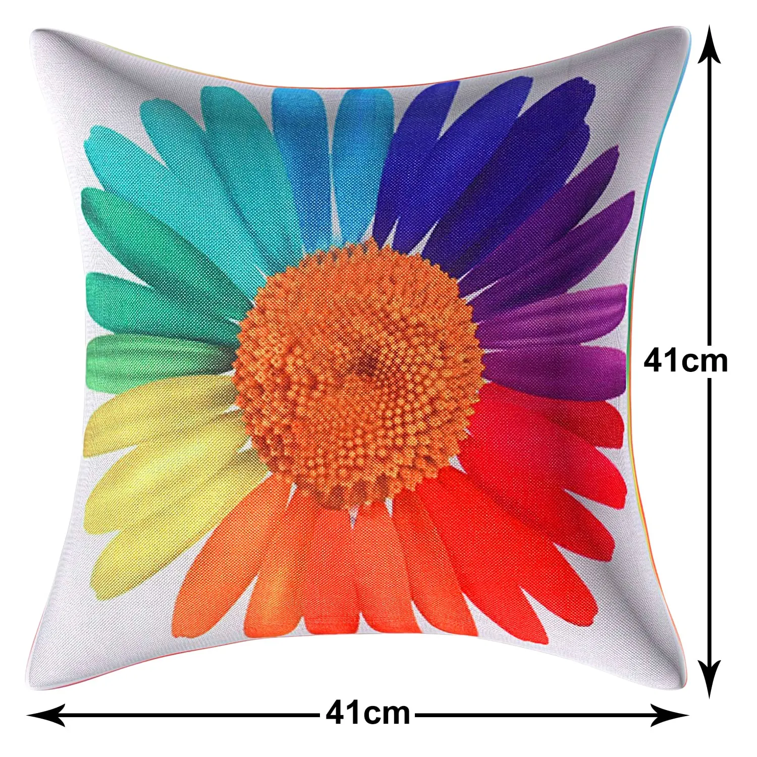 Heart Home Rainbow Sun Print Soft Decorative Square Cushion Cover, Cushion Covers, Cushion Case for Sofa Couch Bed 16x16 Inch- Pack of 5 (White)