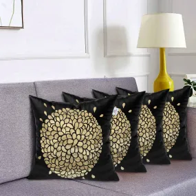 Heart Home Rangoli Print Soft Decorative Square Cushion Cover, Cushion Case for Sofa Couch Bed 16x16 Inch- Pack of 4 (Black) 52HH3917