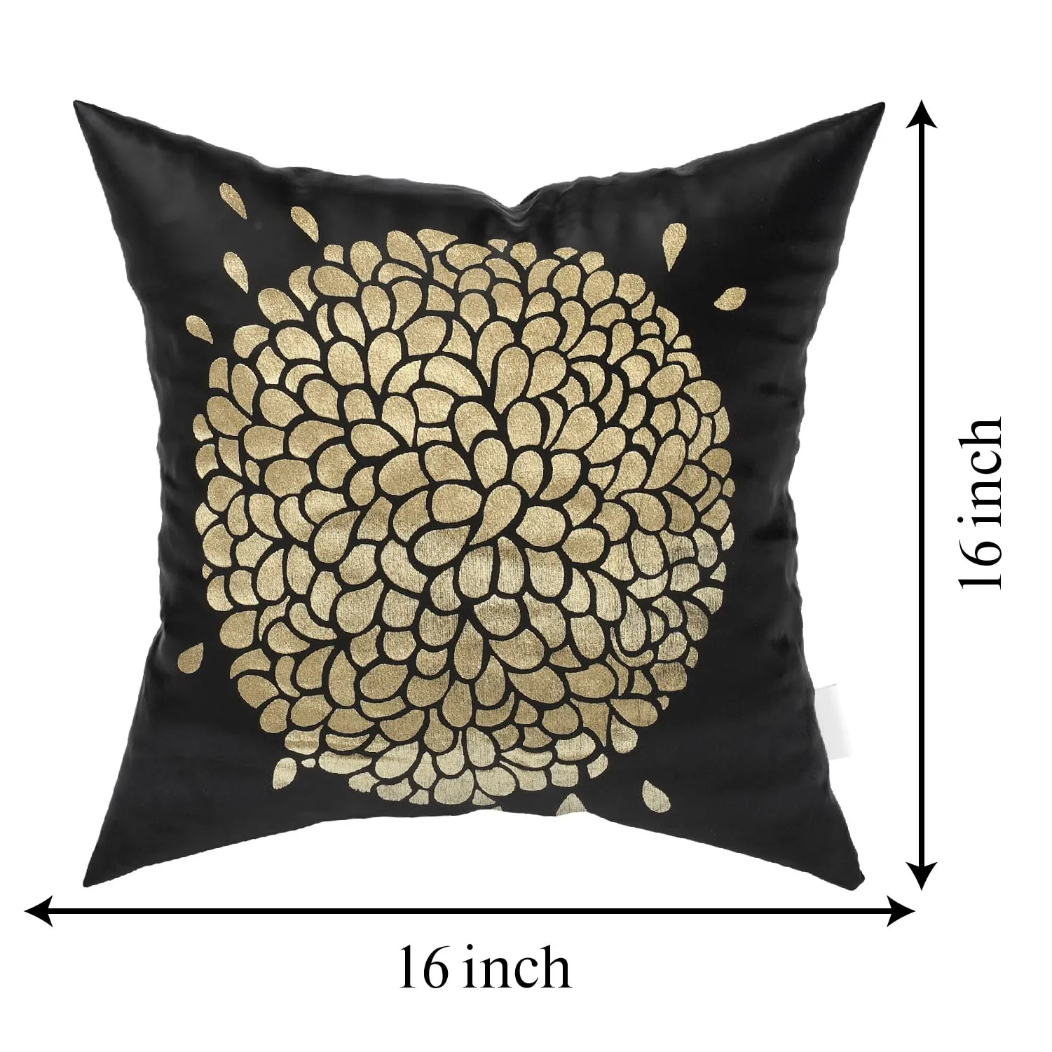 Heart Home Rangoli Print Soft Decorative Square Cushion Cover, Cushion Case for Sofa Couch Bed 16x16 Inch- Pack of 4 (Black) 52HH3917