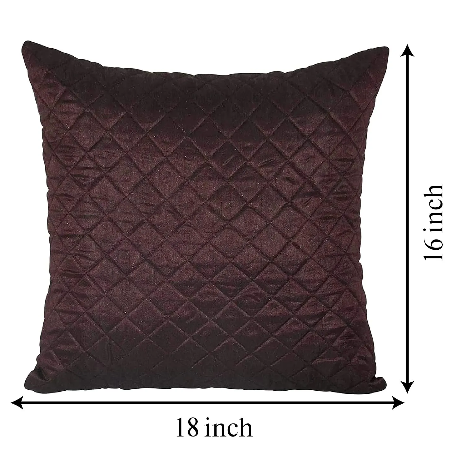 Heart Home Soft Decorative Square Quilting Cushion Cover, Cushion Case for Sofa Couch Bed 18x16 Inch- Pack of 4 (Brown) 52HH3935