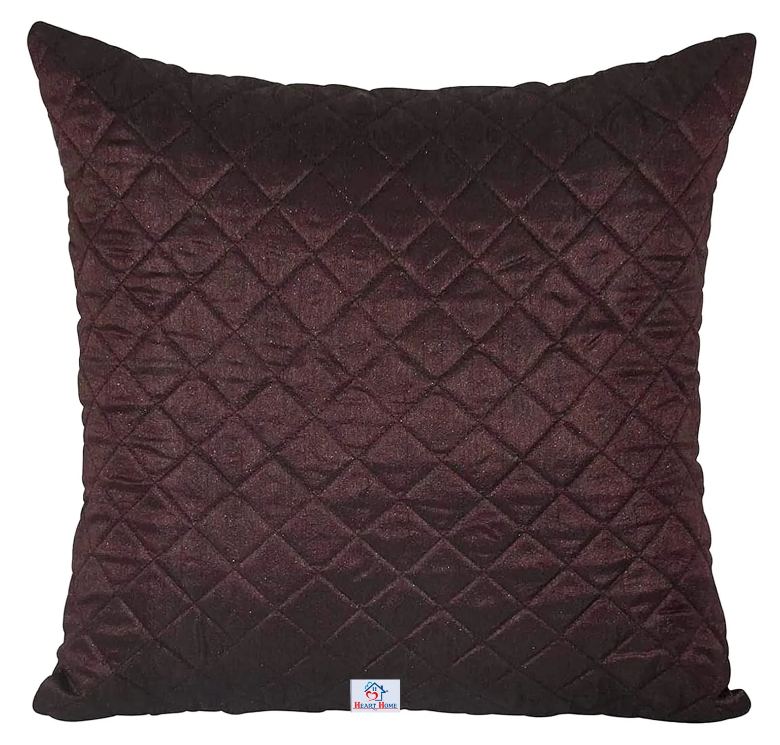 Heart Home Soft Decorative Square Quilting Cushion Cover, Cushion Case for Sofa Couch Bed 18x16 Inch- Pack of 4 (Brown) 52HH3935