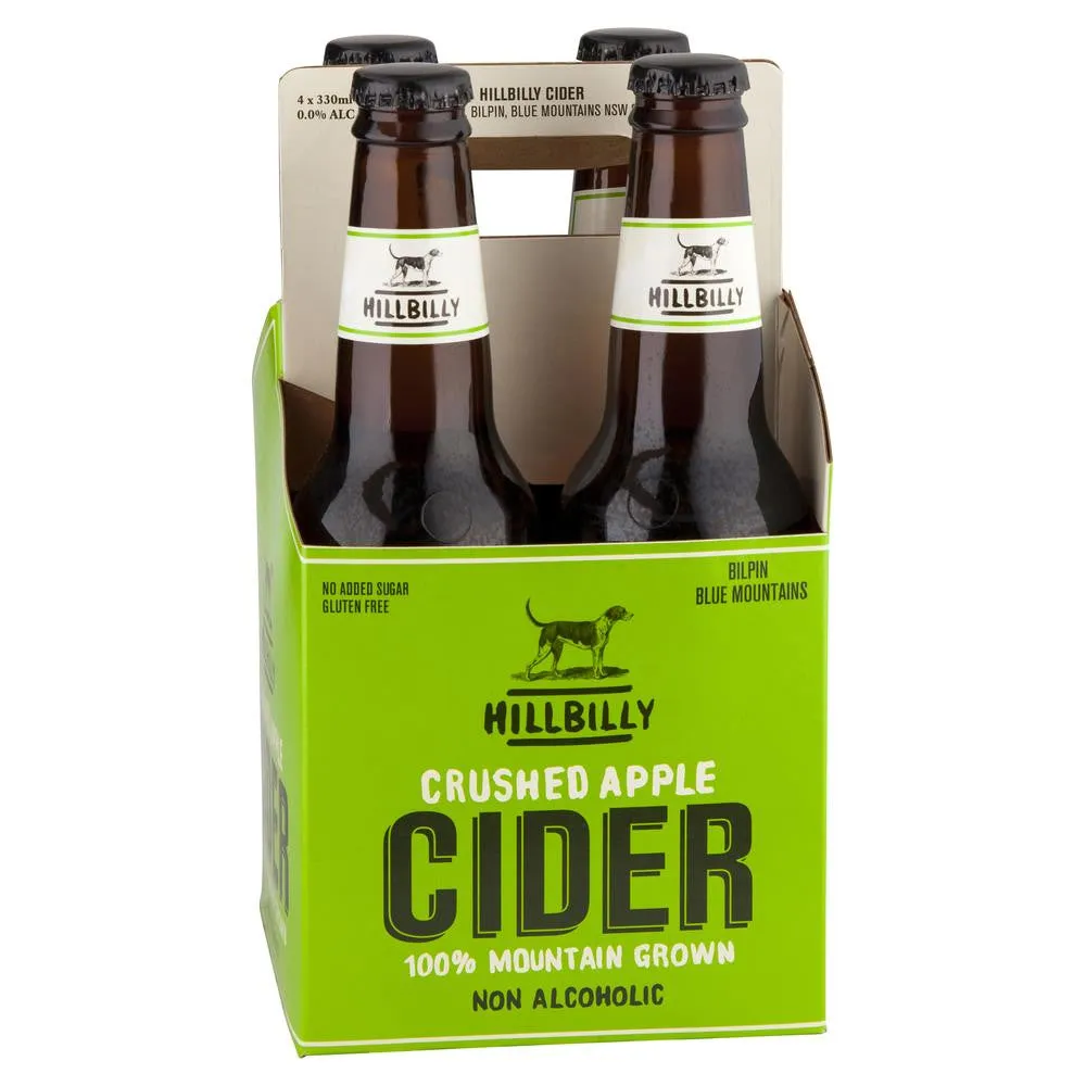 Hillbilly Crushed Non-Alcoholic Apple Cider 4 x 330ml