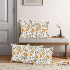 Ijya Floral Cushion Cover (Yellow) - Set Of Five