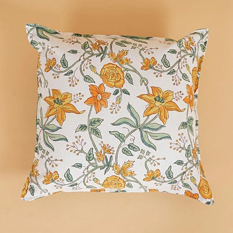 Ijya Floral Cushion Cover (Yellow) - Set Of Five