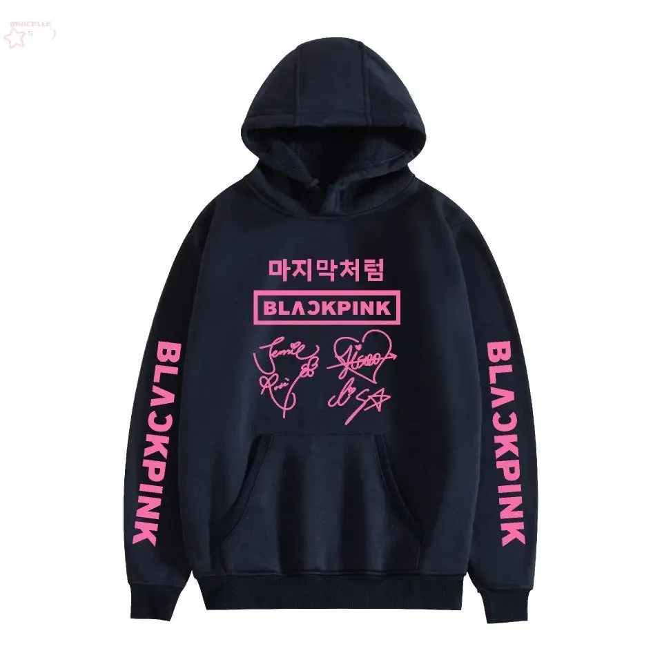 Korean popular girl group peripheral printed hoodies trendy couple hoodies