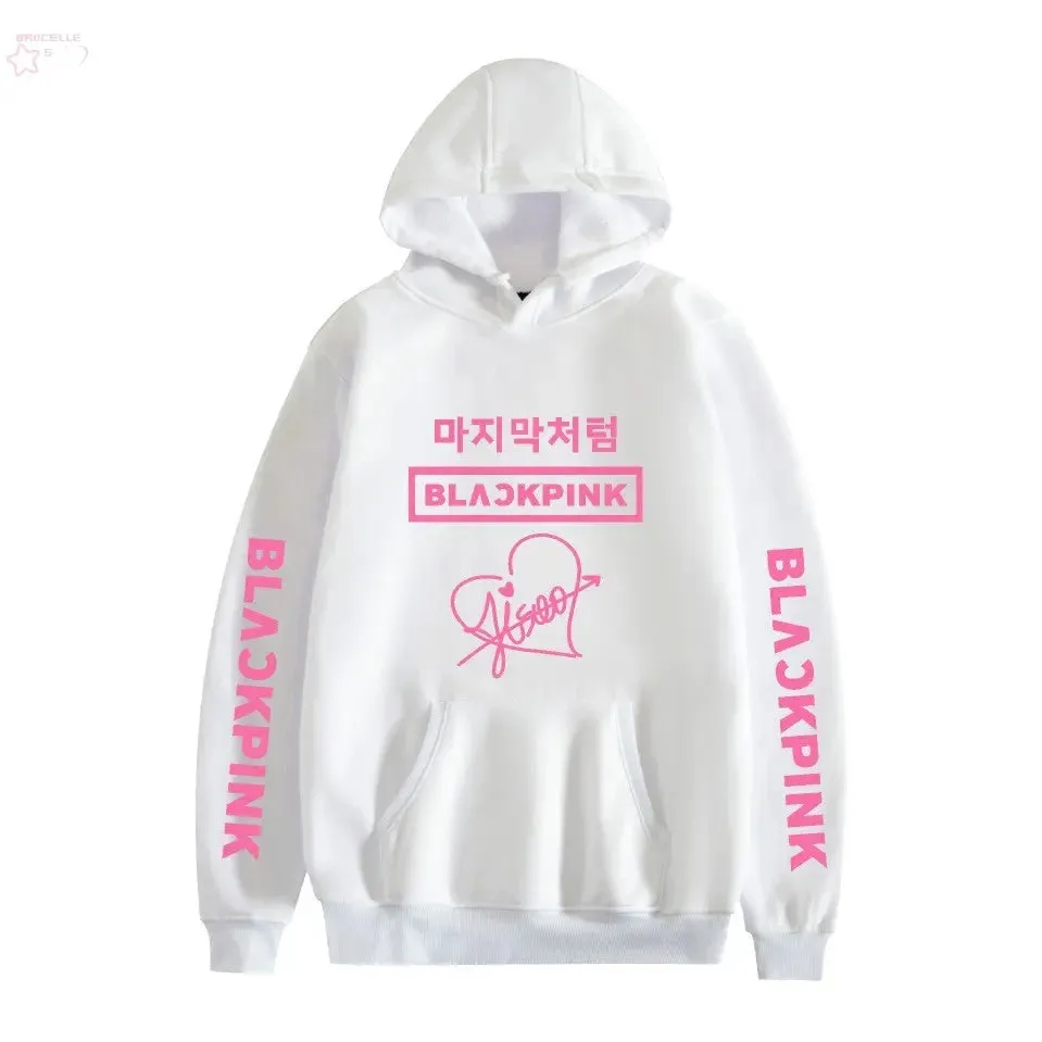 Korean popular girl group peripheral printed hoodies trendy couple hoodies